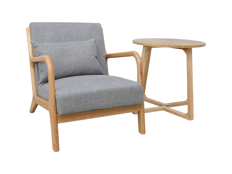 Moderne læderfølende stol med træarme, stuestol, indendørsmøbler YQ-K2001