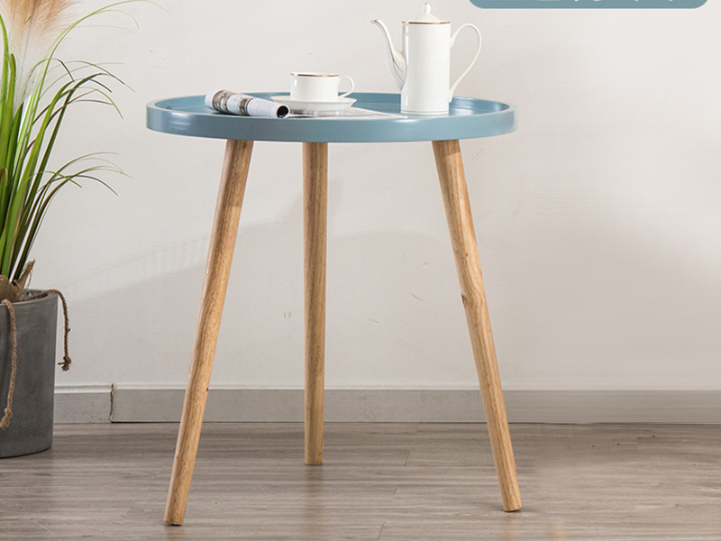 Rundt træ ben sidebord, aftageligt bakkebord, sofabord, let at samle slutbord, YQ-K1012