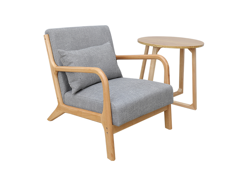 Moderne læderfølende stol med træarme, stuestol, indendørsmøbler YQ-K2001