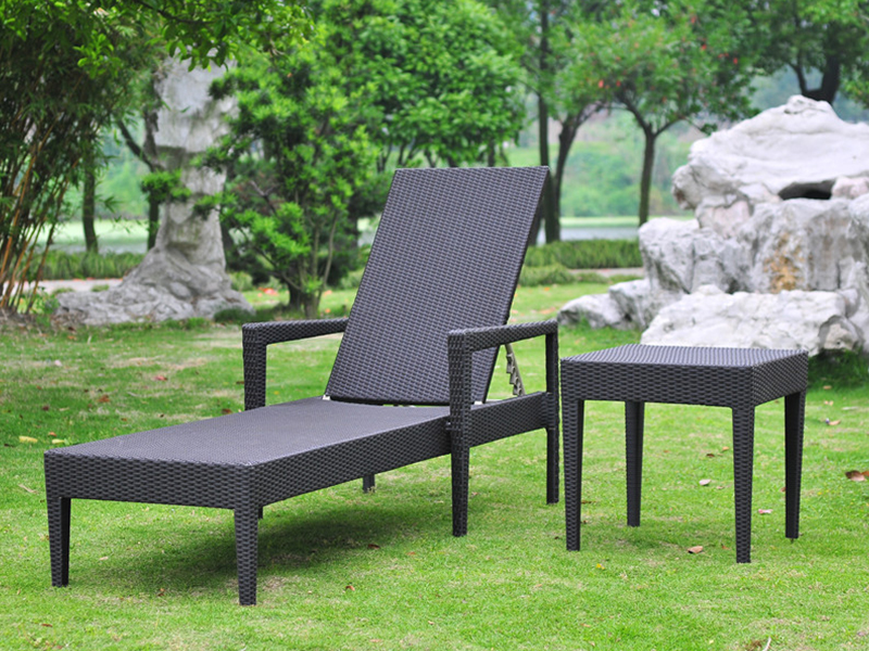 Aluminium Rattan Lounge, udendørs håndvævende dagseng, syntetisk rottingbed YQ-RB-416