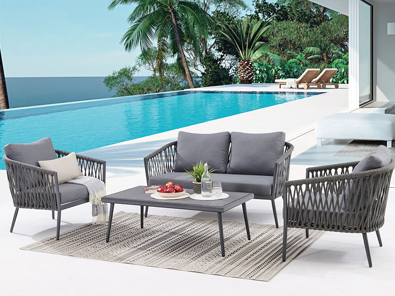 Luksusstil Hotel Garden Baghaven Patio Aluminium Rope Udendørs Sofaer Sæt møbler YQC-2714