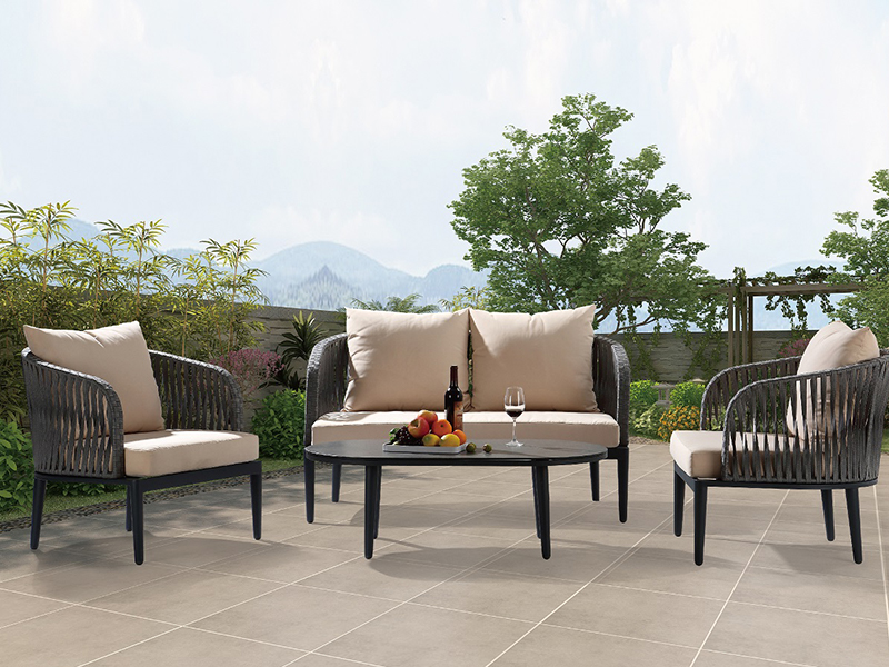 Rebmøbler alu sofasæt udendørsmøbler Sofasæt 4 stk reb Alu YQC-2732