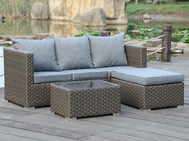 Simple 3pcs rattan sofa sæt, aluminiumsramme fritid udendørs møbler yqr-428